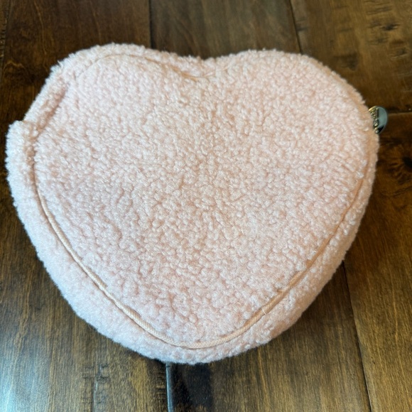 Stoney Clover Lane Sherpa Heart Rose Zipper Pouch “Ali” Patched - Picture 3 of 4